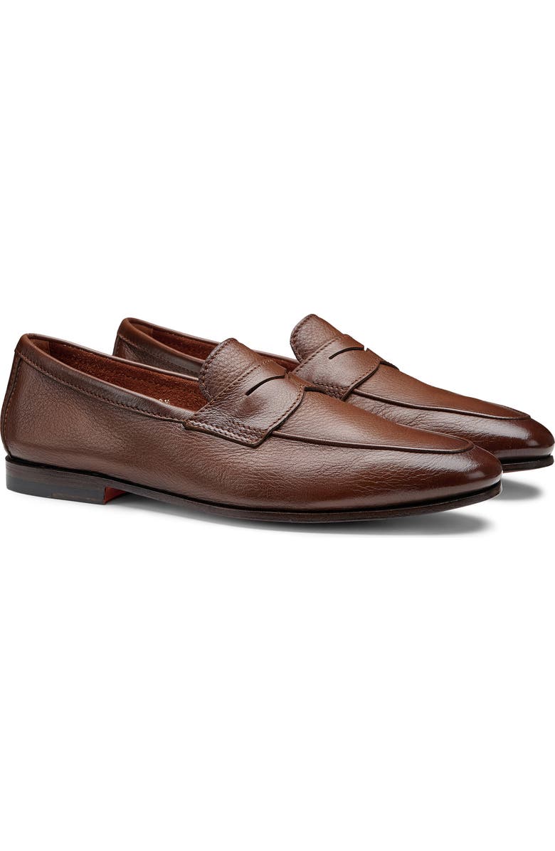 Santoni Carlos Penny Loafer, Main, color, Light Brown