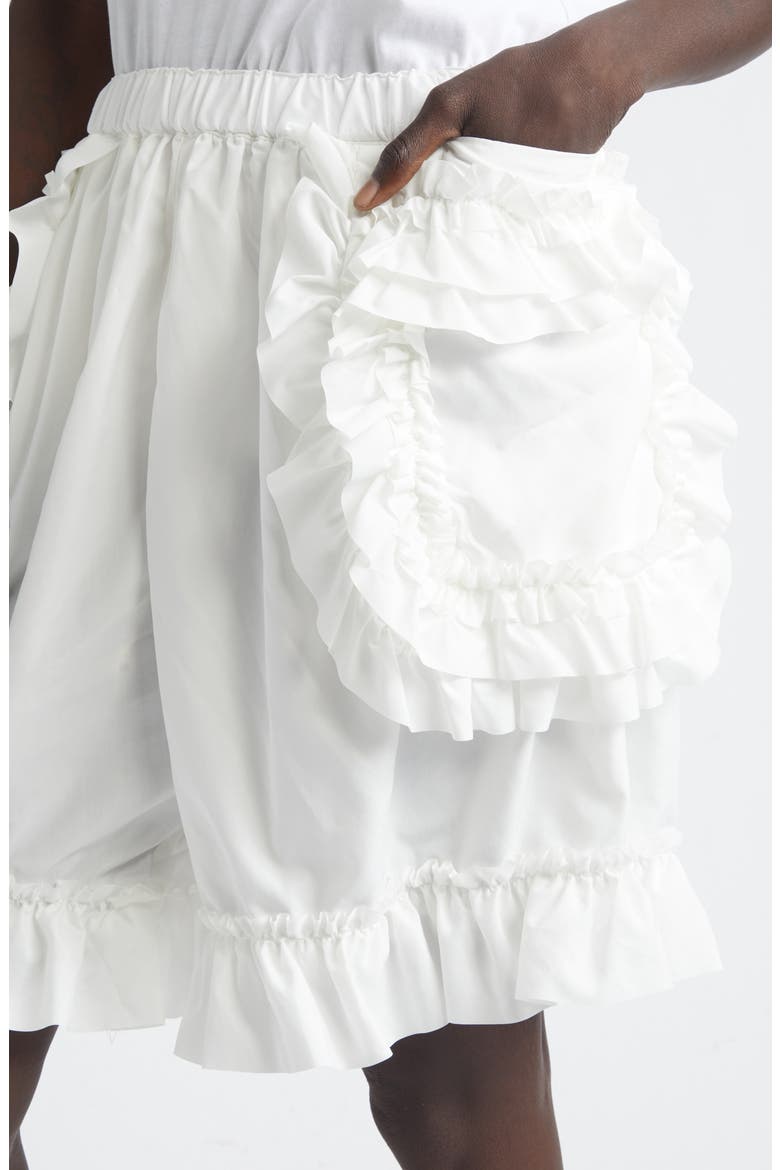 Ruffle Trim Broadcloth Bloomer Shorts, Alternate, color, WHITE