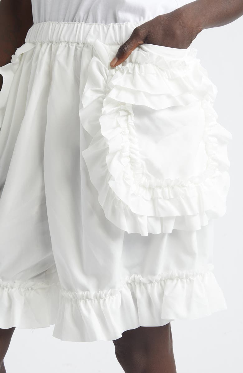 Comme des Garçons Girl Ruffle Trim Broadcloth Bloomer Shorts, Alternate, color, White