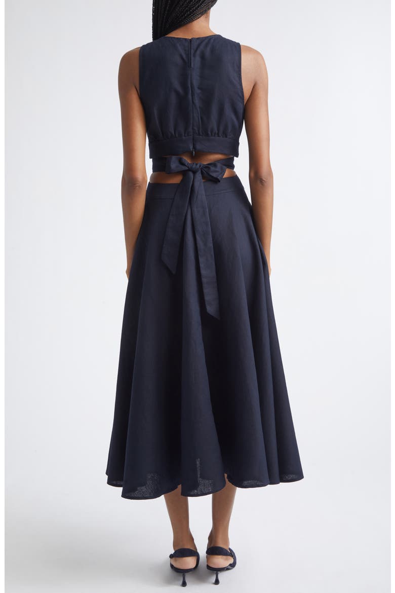 Hazel Cutout Detail Linen & Cotton Dress, Alternate, color, NAVY