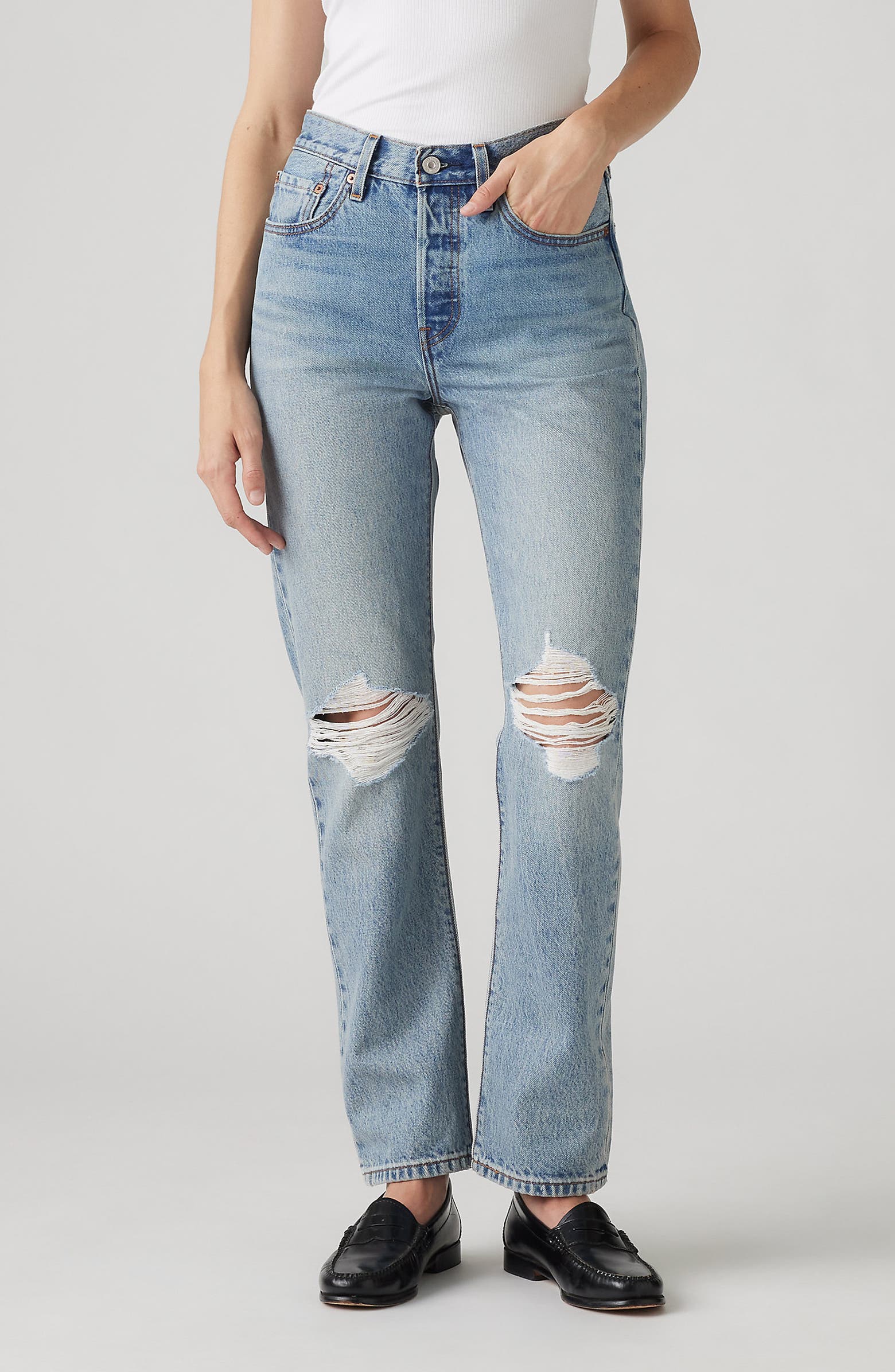 Levi's 501® Ripped High Waist Straight Leg Jeans | Nordstromrack