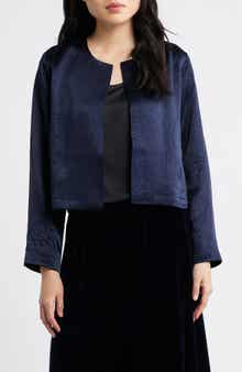 Eileen Fisher Crinkled Satin Crop Jacket