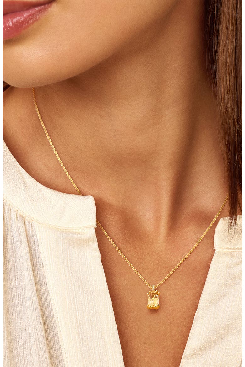 Citrine Diamond Necklace | 3 natural diamonds - 1 citrine gemstone | 925 Sterling Silver | Necklace | 17.5 - 19.5 in | White Rhodium, Alternate, color, Citrine
