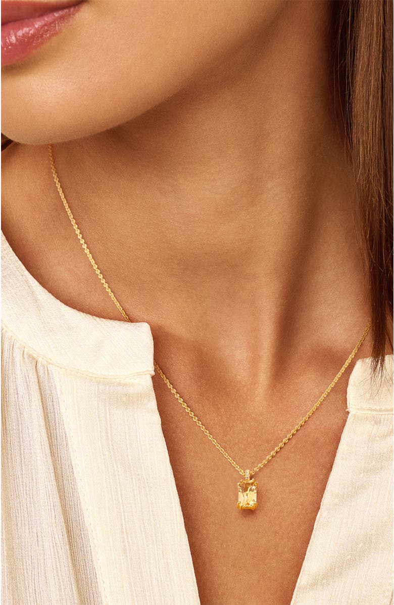 DPT Antwerp Citrine Necklace, Main, color, White Rhodium