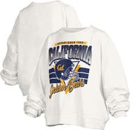 PRESSBOX Women's Pressbox White Cal Bears Oversized Janice Retro Waist-Length Pullover Sweatshirt
