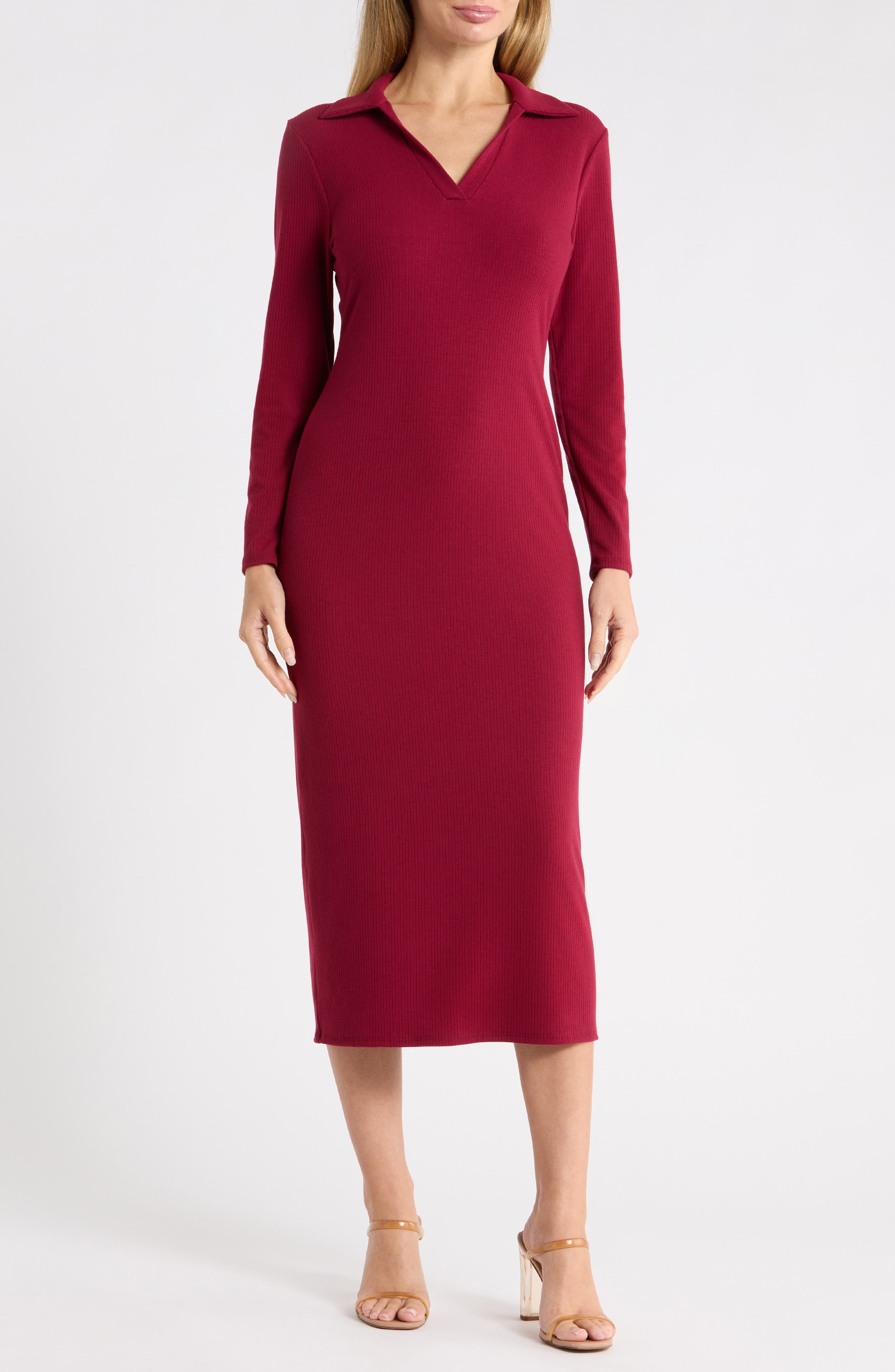 Rib Knit Polo Shirtdress