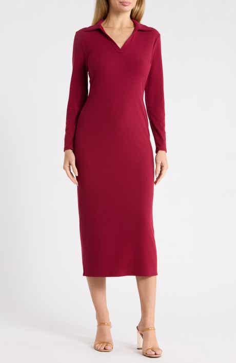 Rib Knit Polo Shirtdress