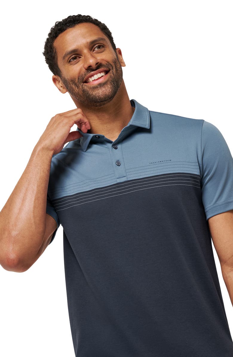 TravisMathew Chapter Flight Cotton Blend Polo, Alternate, color, Bering Sea