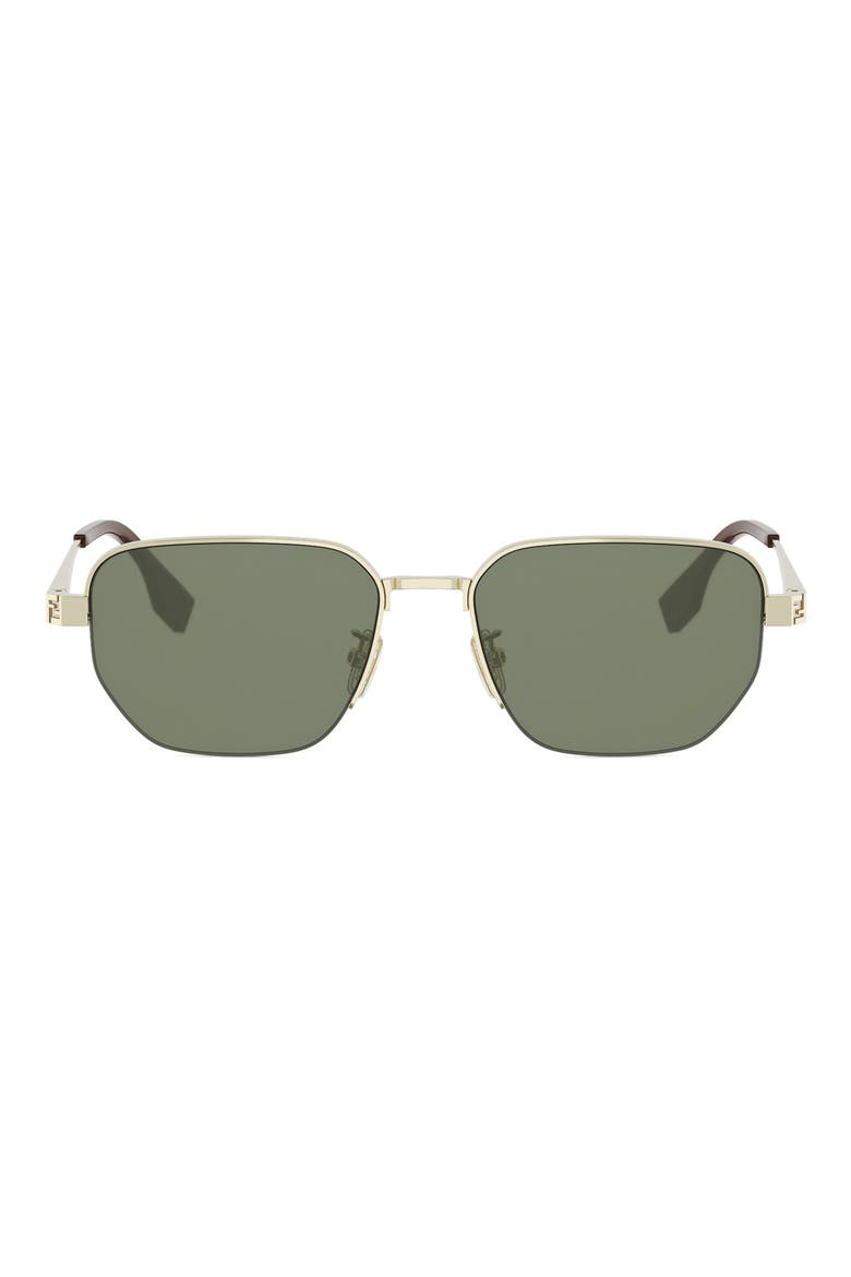 Sky 55mm Rectangular Sunglasses, Main, color, GOLD / GREEN