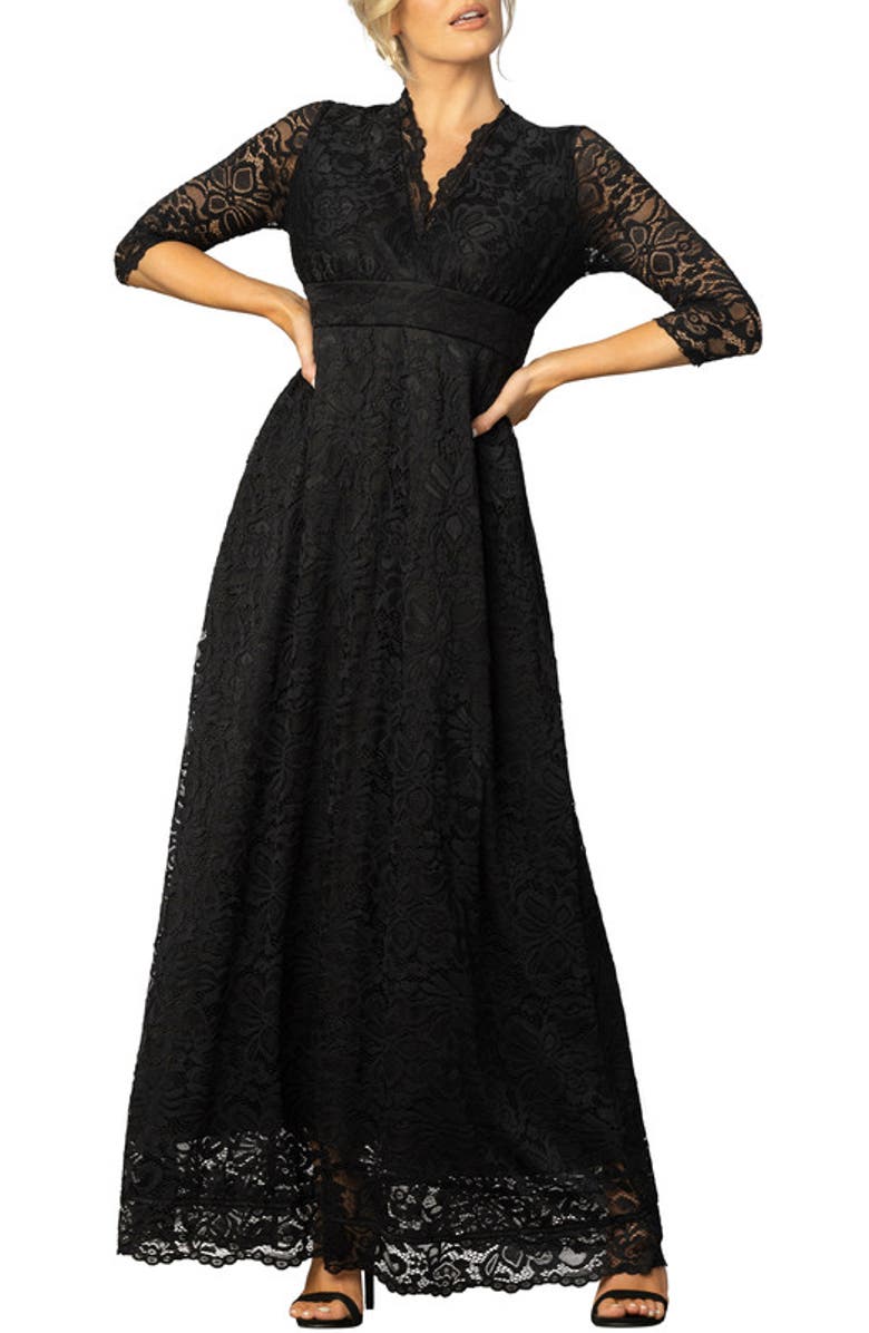 Kiyonna Maria Lace Evening Gown, Alternate, color, Onyx