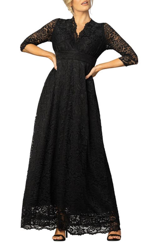 Kiyonna Maria Lace Evening Gown In Onyx