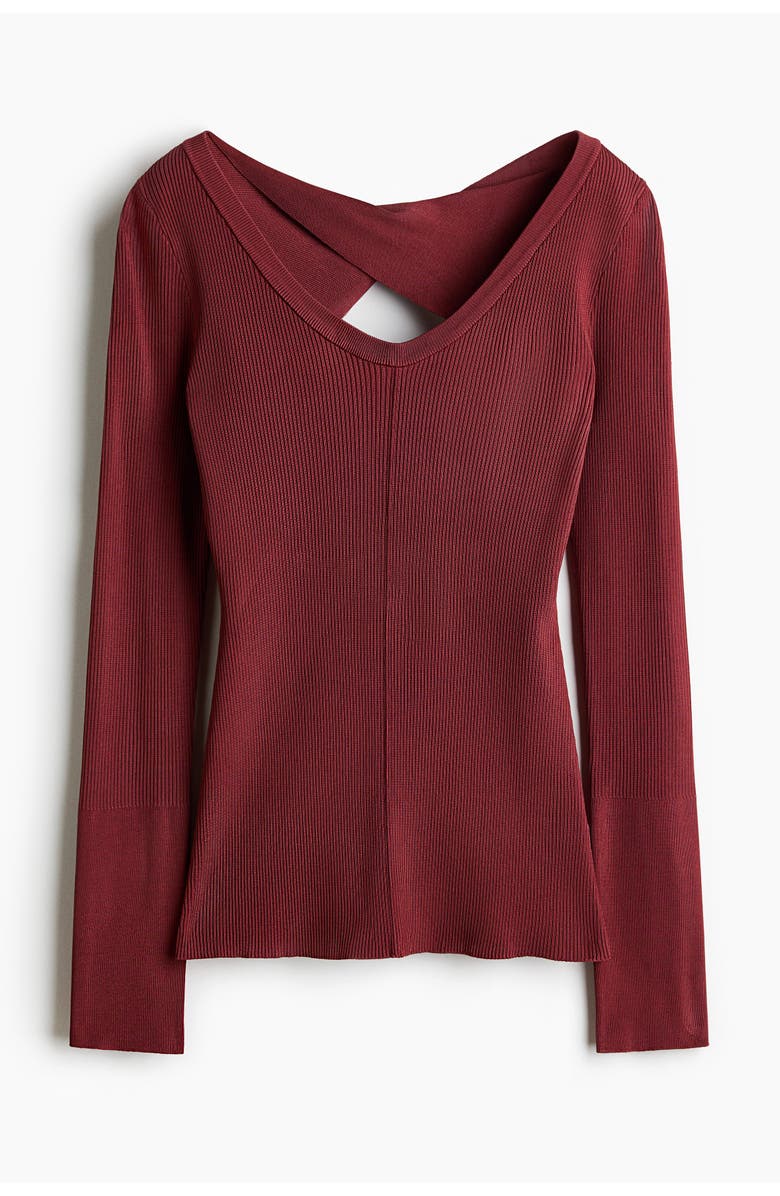 H&M Rib-knit Twist-detail Top, Main, color, Burgundy