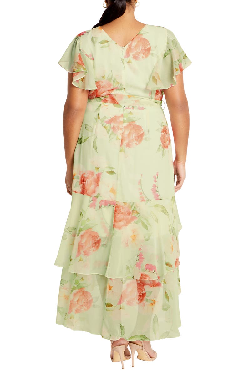 City Chic Floral High Low Faux-Wrap Dress, Alternate, color, Petal Print