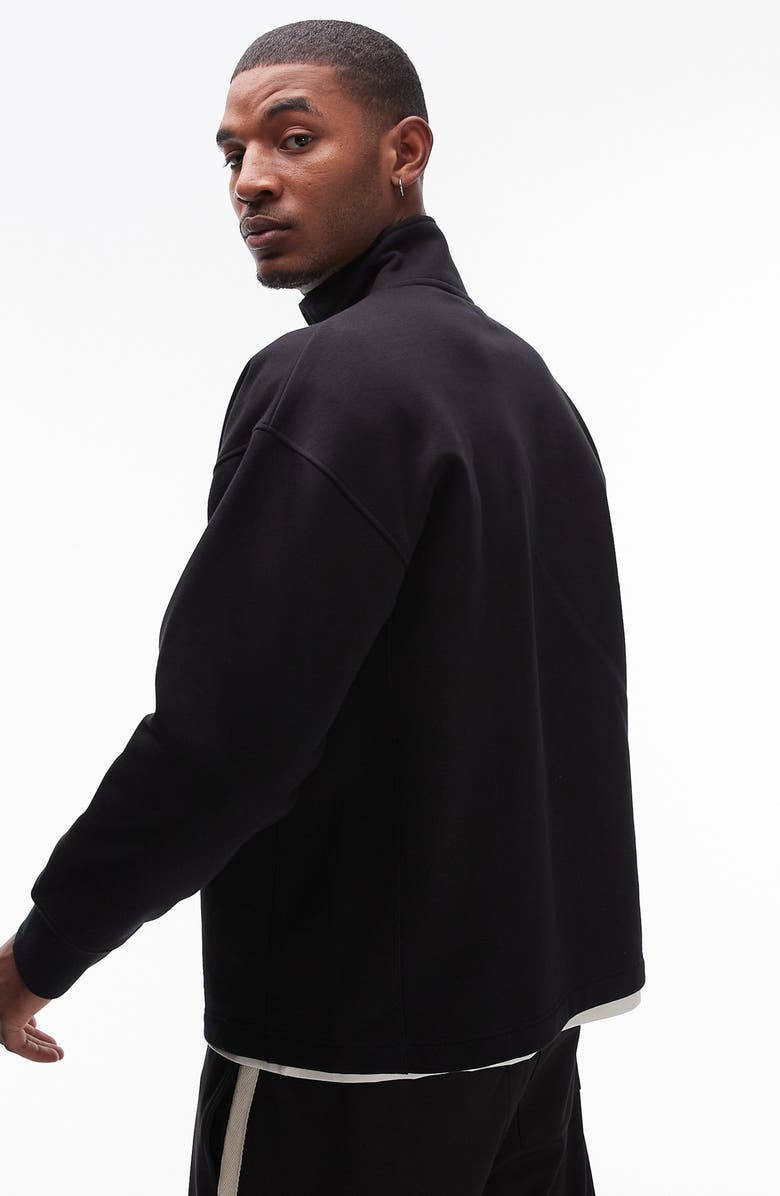 Topman Oversize Quarter Zip Sweatshirt, Alternate, color, 