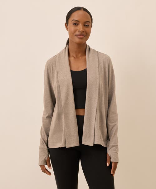 Pact Luxe Stretch Jersey Swing Cardigan In Brown