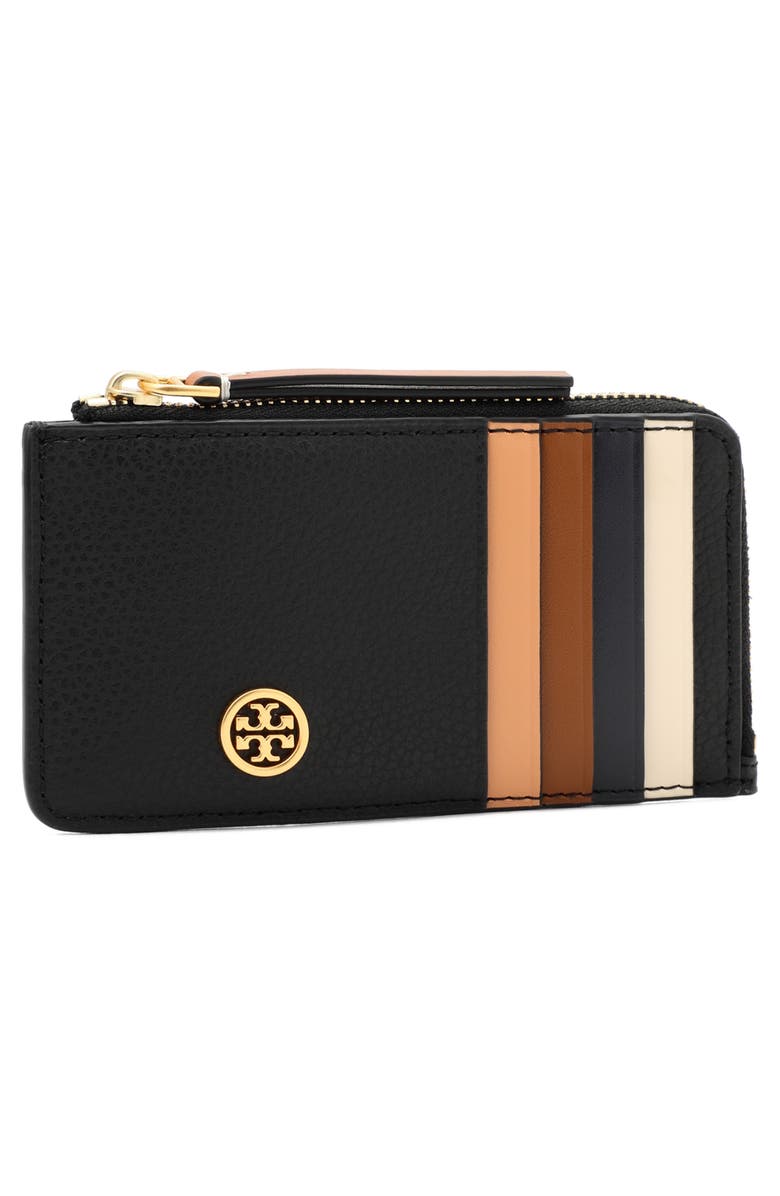 Tory Burch Robinson Pebbled Leather Card Case, Alternate, color, 