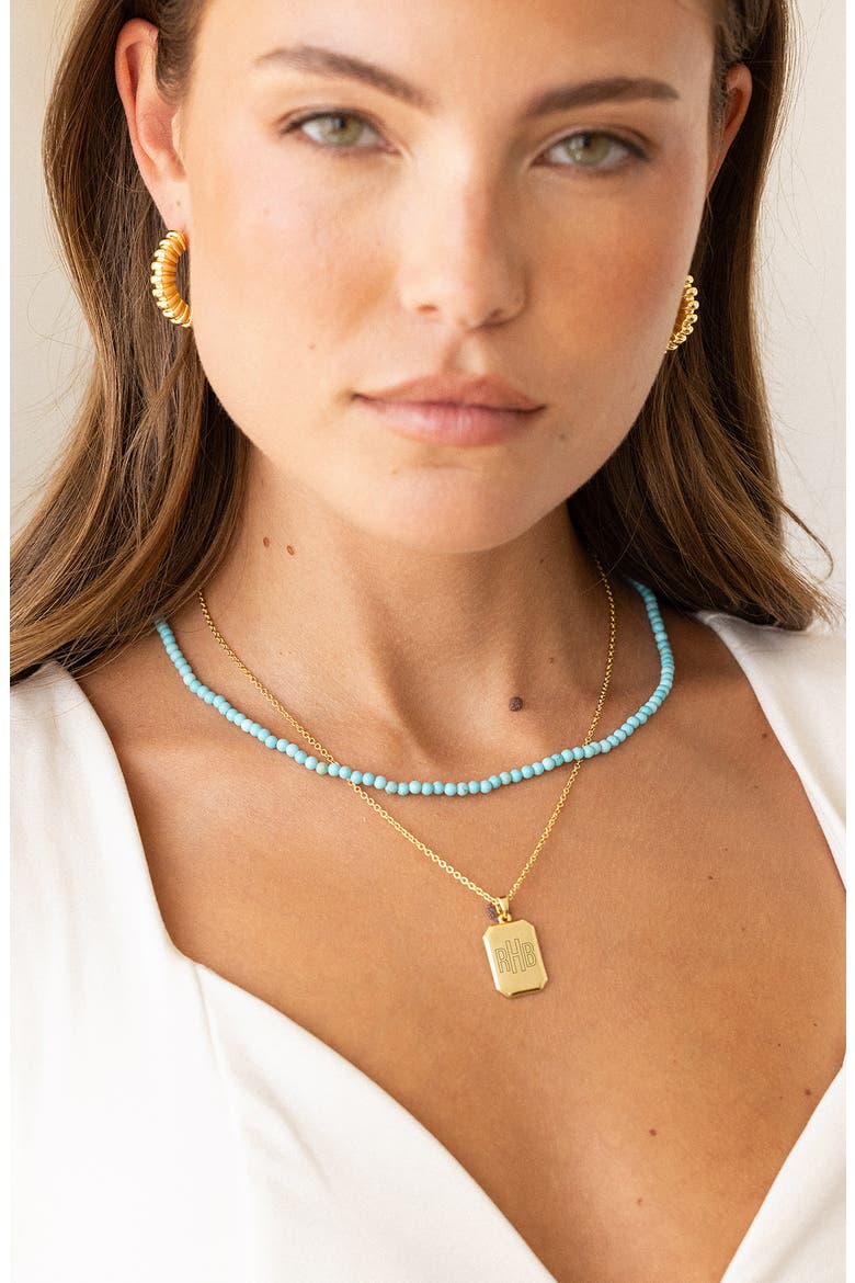 Willow Turquoise Layering Set of 2 Engravable Necklaces, Alternate, color, GOLD