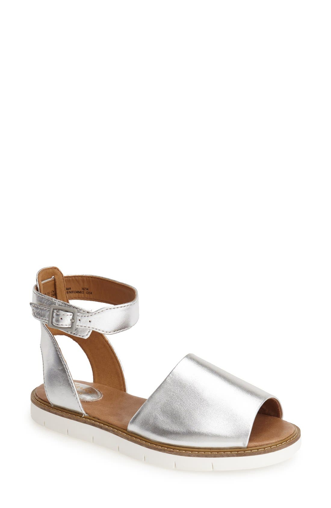 'Lydie Hala' Ankle Strap Sandal, Main, color, SILVER LEATHER
