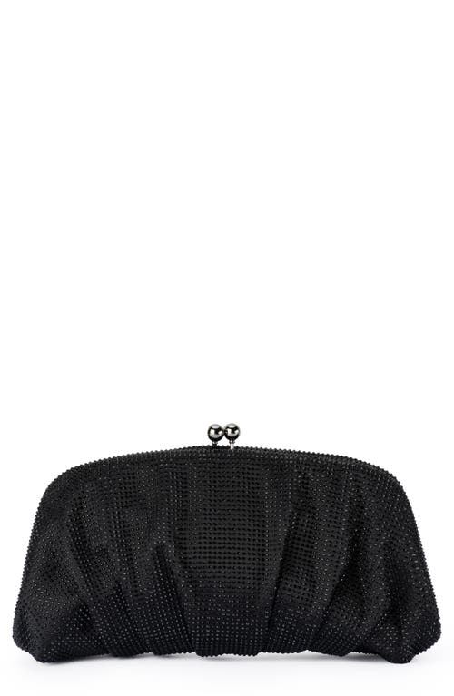 Olga Berg Aria Gathered Satin Frame Clutch In Black