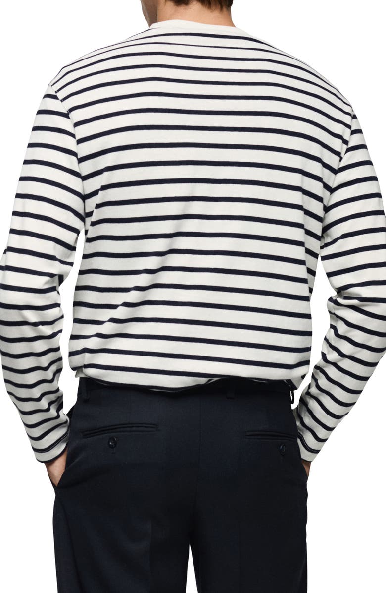 MANGO Regular Fit Stripe Long Sleeve Cotton T-Shirt, Alternate, color, 