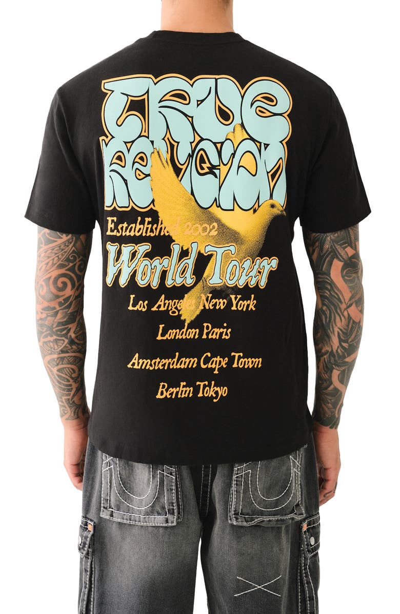 True Religion Dove Tour Graphic T-Shirt, Alternate, color, Jet Black