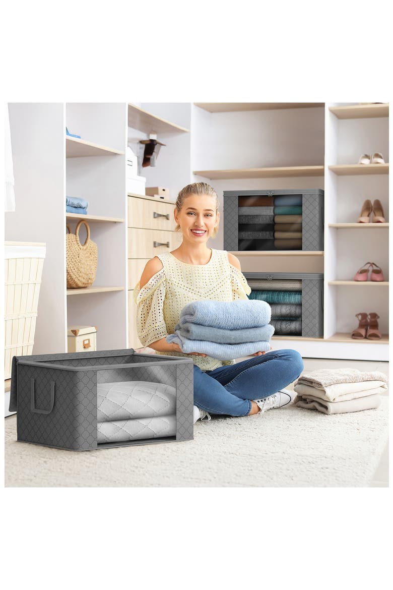 Set of 2 Foldable Storage Bins, Alternate, color, GRAY
