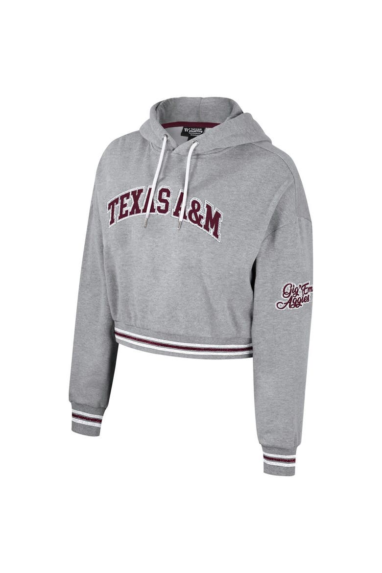 Women's The Wild Collective Heather Gray Texas A&M Aggies Cropped Shimmer Pullover Hoodie, Alternate, color, Heather Gray
