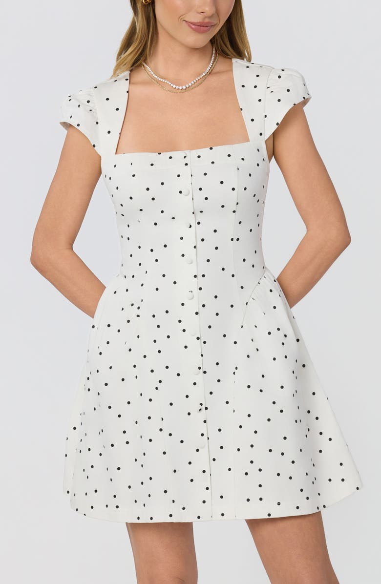 ASTR the Label Averi Polka Dot Minidress, Alternate, color, White/ Black Polka Dot