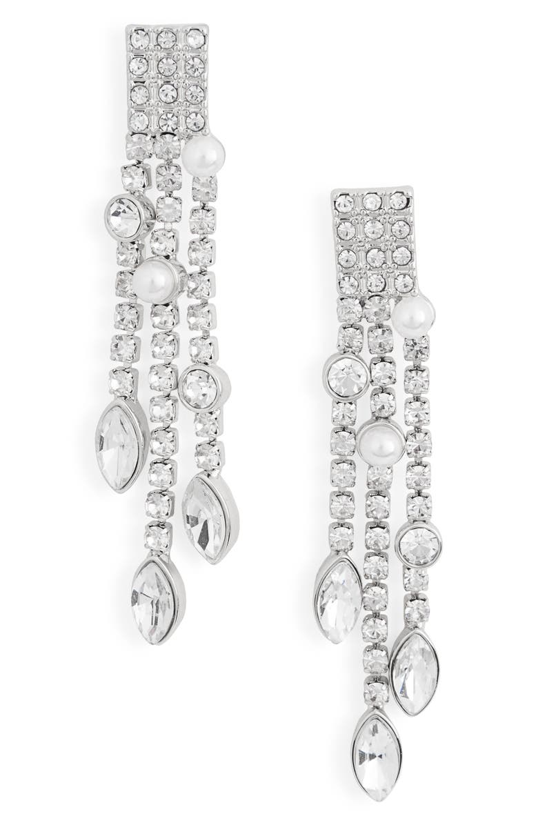 NORDSTROM RACK Crystal Pavè Faux Pearl Dangle Drop Earrings, Main, color,