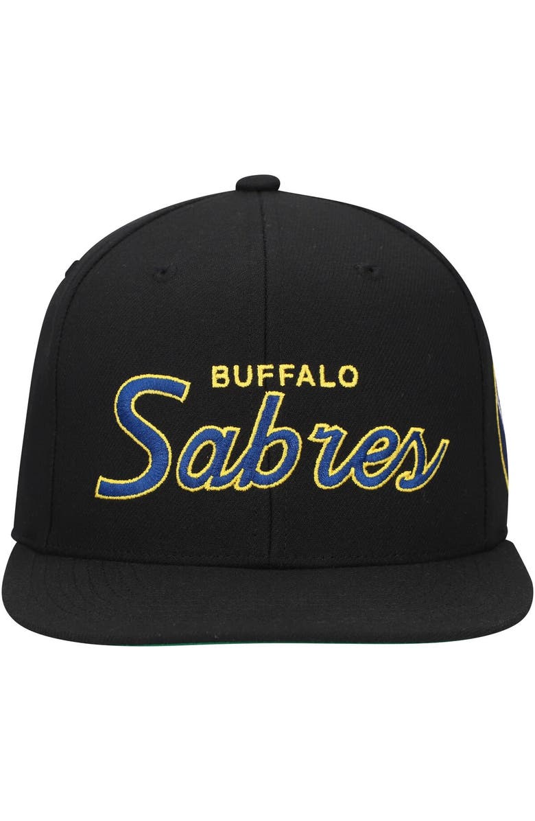 Mitchell & Ness Men's Mitchell & Ness Black Buffalo Sabres Core Team Script 2.0 Snapback Hat, Alternate, color, Black