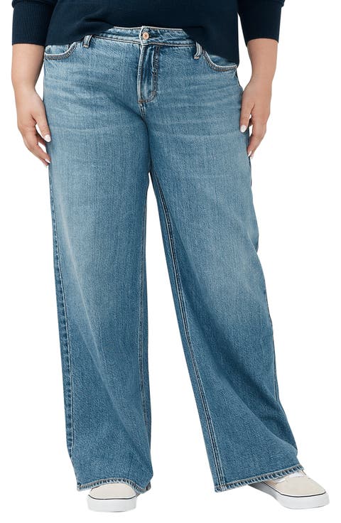 Suki Curvy Mid Rise Wide Leg Jeans (Plus)