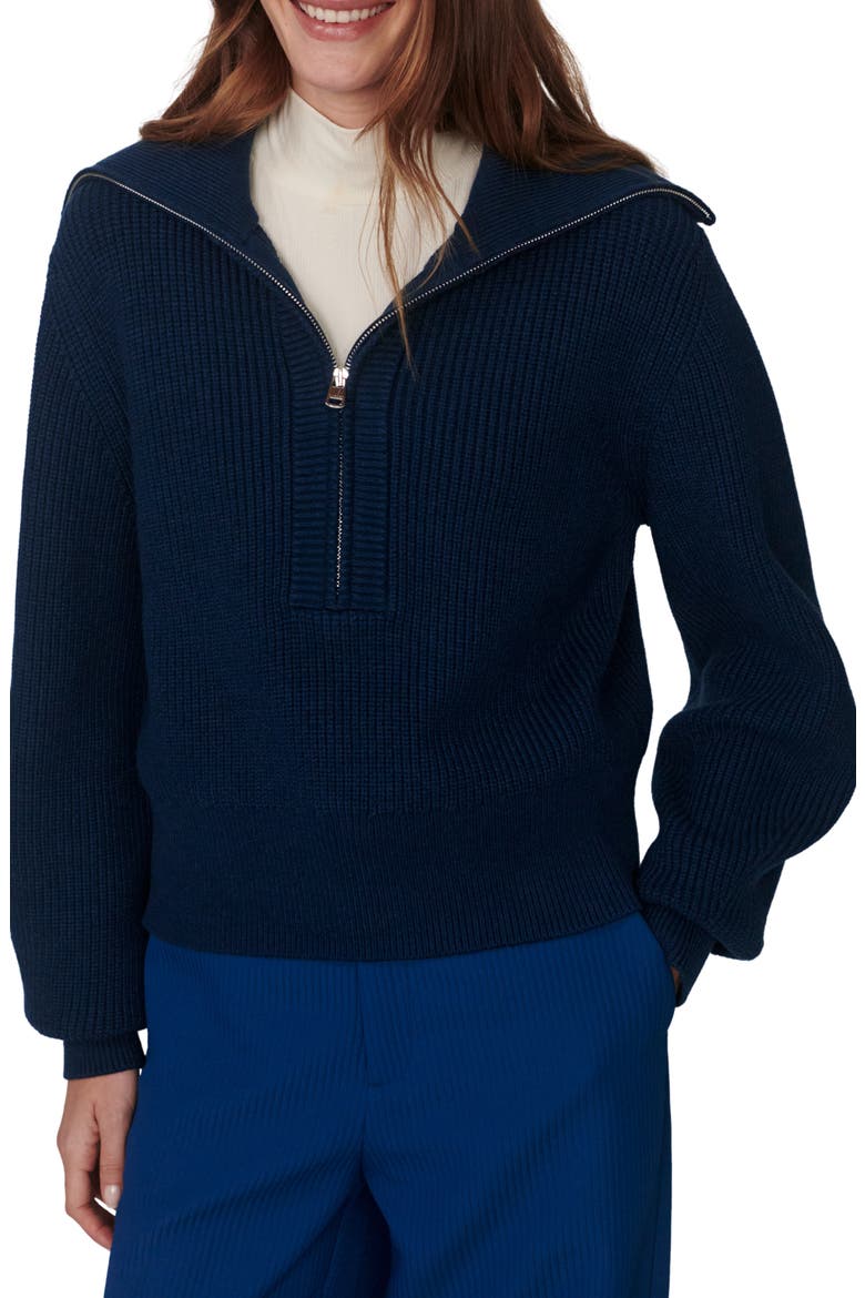 Maura Rib Half Zip Sweater, Main, color, SEA BLUE