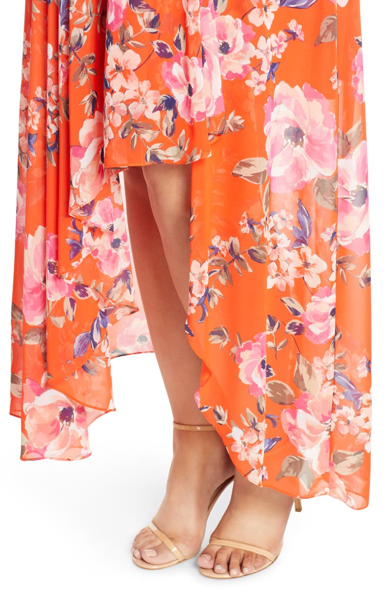 Eliza J Floral Print Chiffon High/Low Maxi Dress, Alternate, color,