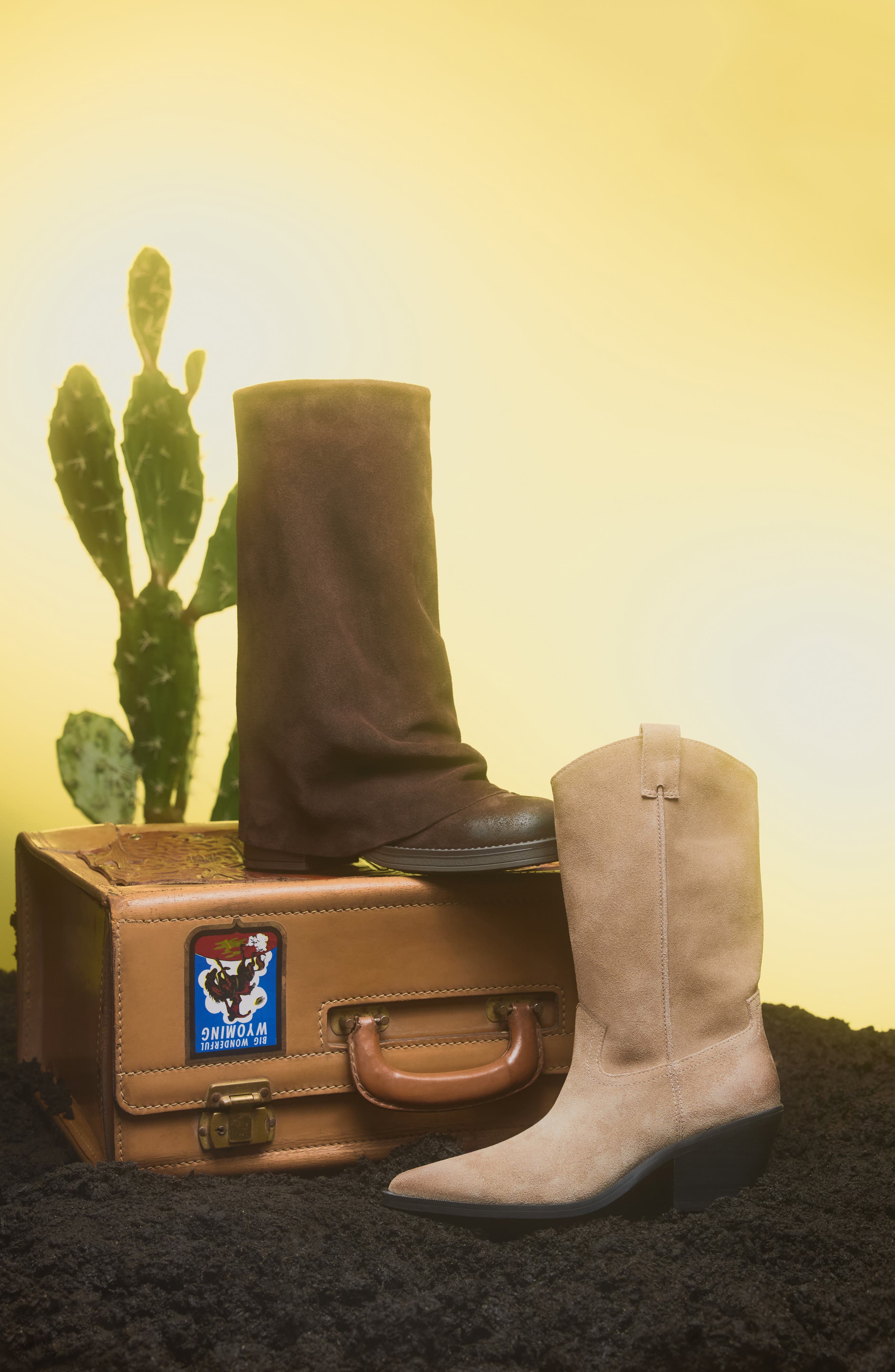 Steve Madden Stetson Suede Western Boot, Alternate, color, Taupe Suede