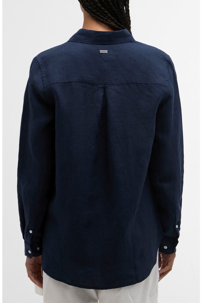 Marine Linen Button-Up Shirt, Alternate, color, NAVY