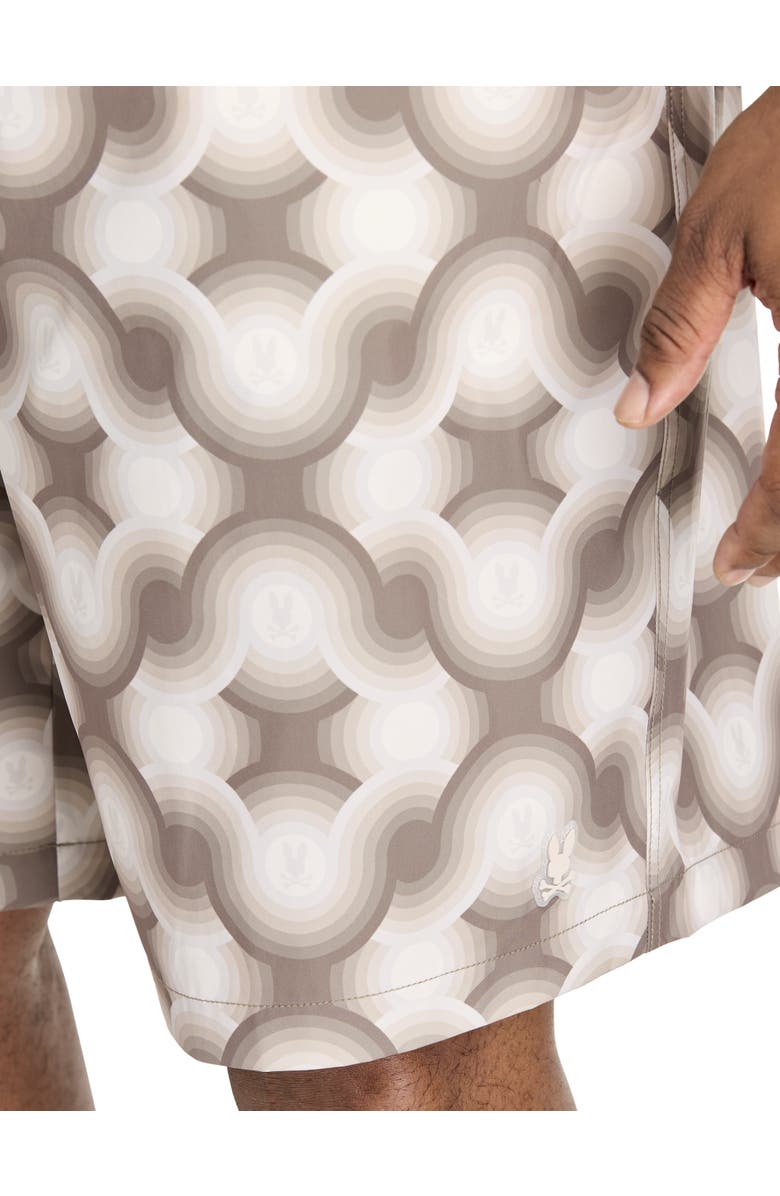 Psycho Bunny Big & Tall Baros Printed Swim Trunks, Alternate, color, Natural Linen