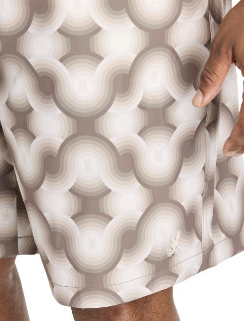 Psycho Bunny Big & Tall Baros Printed Swim Trunks In Natural Linen