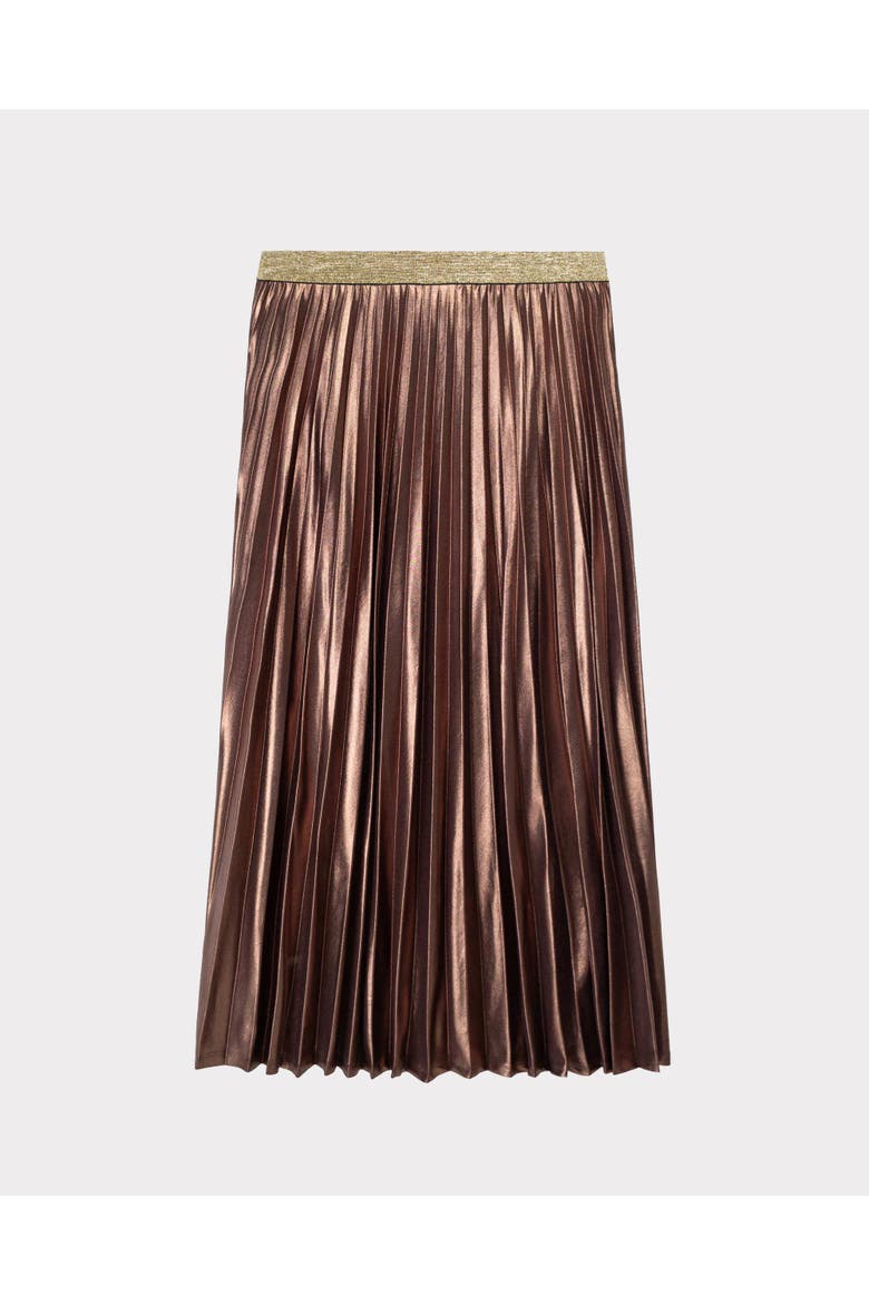 Metallic Full Pleated Skirt, Alternate, color, Rich Chocolate Shimmer
