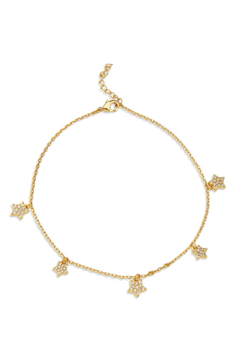 SAVVY CIE JEWELS 18K Gold Plated Star Charm Anklet, Main, color,