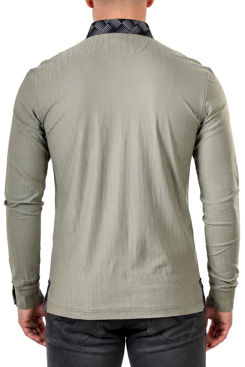 Newton Crocodile Pattern Long Sleeve Polo, Alternate, color, GREY