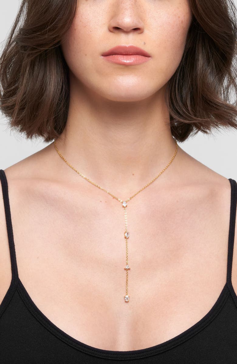 Adornia Mixed Cut CZ Lariat Necklace, Alternate, color, 