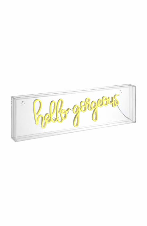 Hello Contemporary Glam Acrylic Box USB Operated LED Neon Light