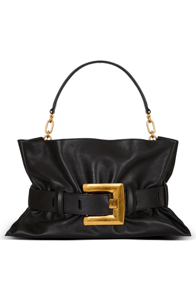 Balmain Medium Anthem bag in calfskin leather, Main, color, Black