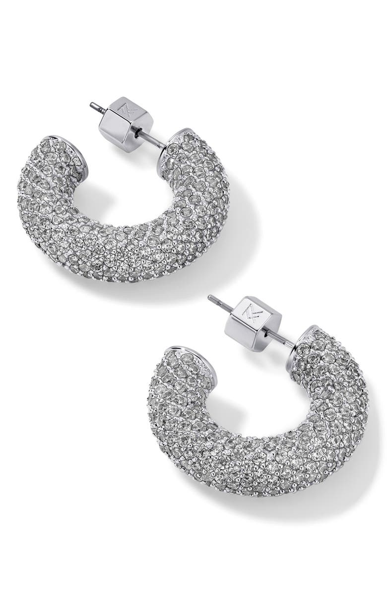 MIRANDA FRYE Dolly Pavè Hoop Earrings, Main, color, Silver