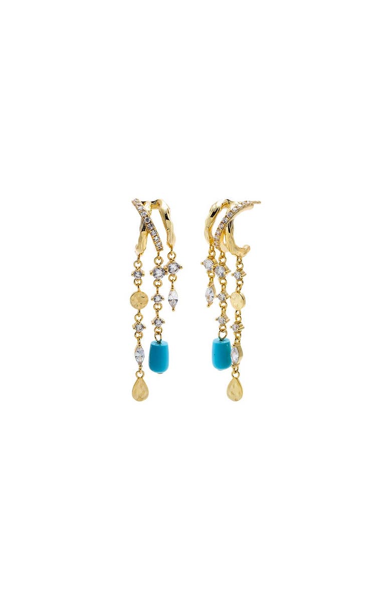 BY ADINA EDEN Turquoise & Mixed Charm Chain Drop Earring, Main, color, Turquoise