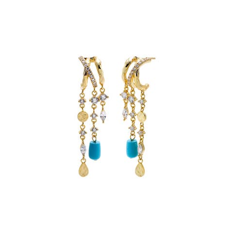 Turquoise & Mixed Charm Chain Drop Earring
