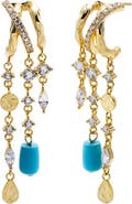 BY ADINA EDEN Turquoise & Mixed Charm Chain Drop Earring