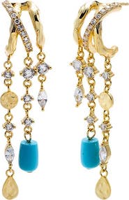 BY ADINA EDEN Turquoise & Mixed Charm Chain Drop Earring