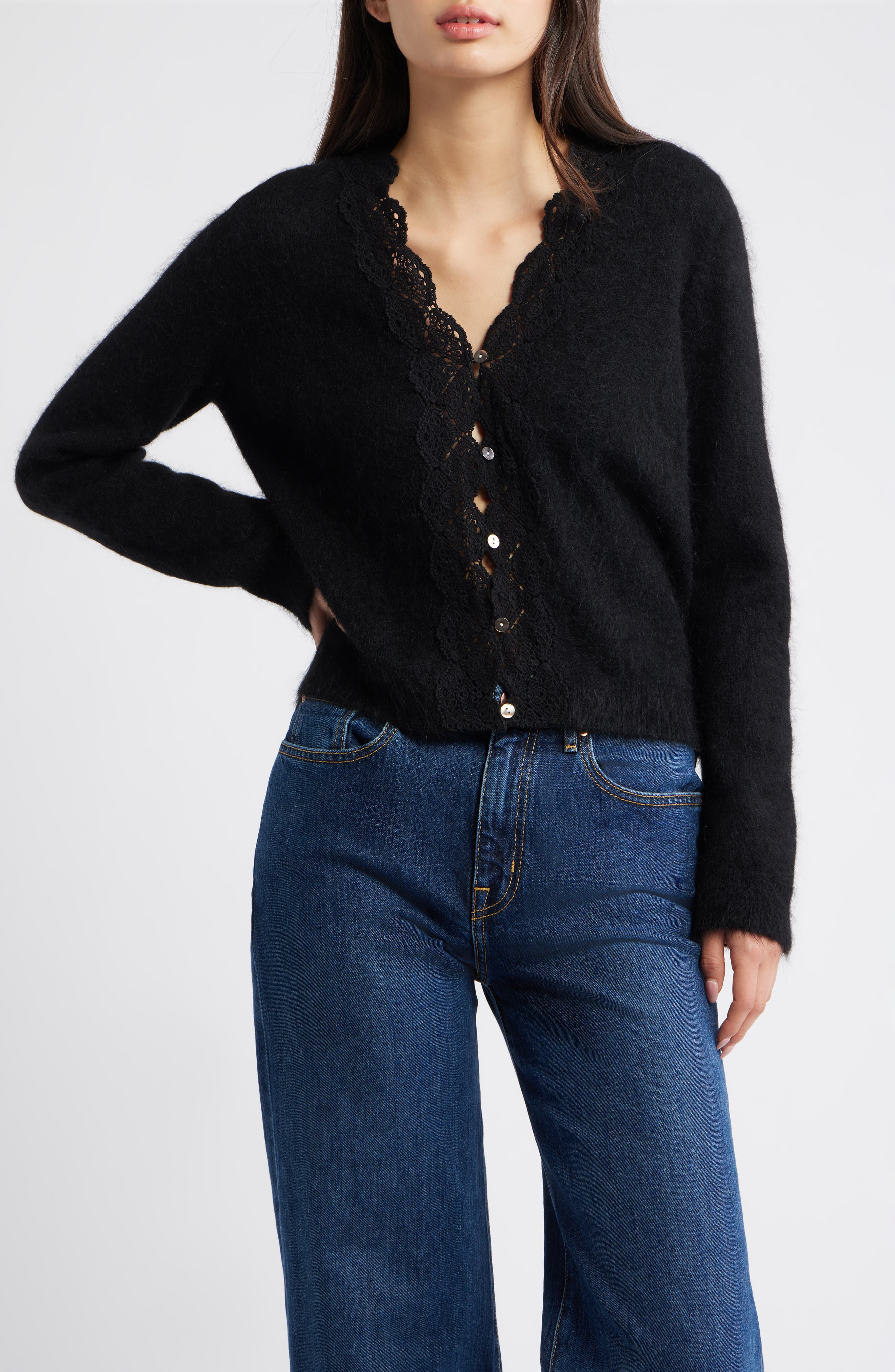 Mer Lace Trim Cardigan