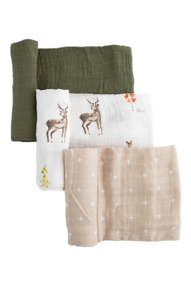 3-Pack Cotton Muslin Swaddle Blankets, Alternate, color, OH DEER